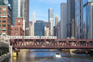 Chicago downtown and River